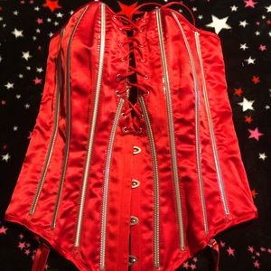 Red boned corset size 38. Shirley of Hollywood.